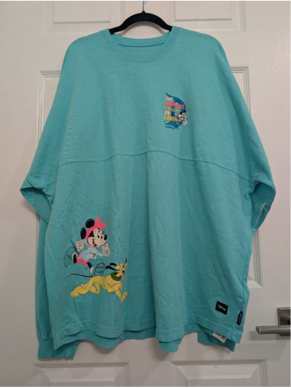 New Disneyland Spirit Jersey Aqua Long Sleeve Shirt Oversized XXL Mickey Minnie - Picture 4 of 7